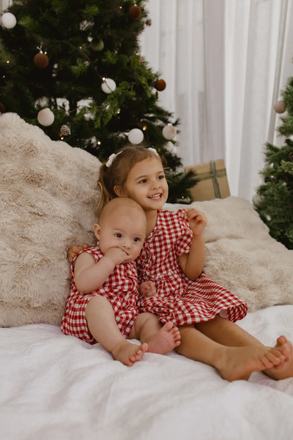 BLOSSOM AND PEAR DRESS | RED GINGHAM