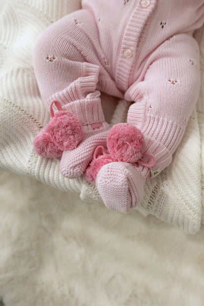 CONFETTI KIDZ POINTELLE KNIT ROMPER | CLASSIC PINK