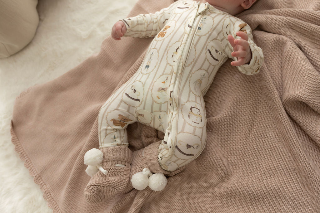 CONFETTI KIDZ HERITAGE KNIT BLANKET | BISCOTTI