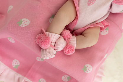 CONFETTI KIDZ FRILLY KNIT BLANKET | STRAWBERRY KISSES