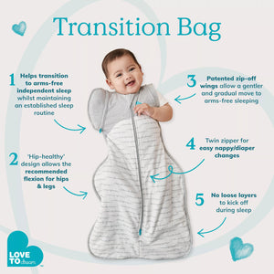 Love To Dream Swaddle Transition Sleeping Bag - 0.2 TOG - You Are My White