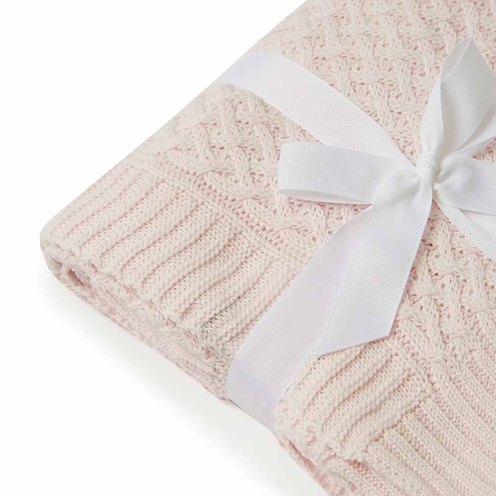 Snuggle Hunny Diamond Knit Blanket - Blush Pink