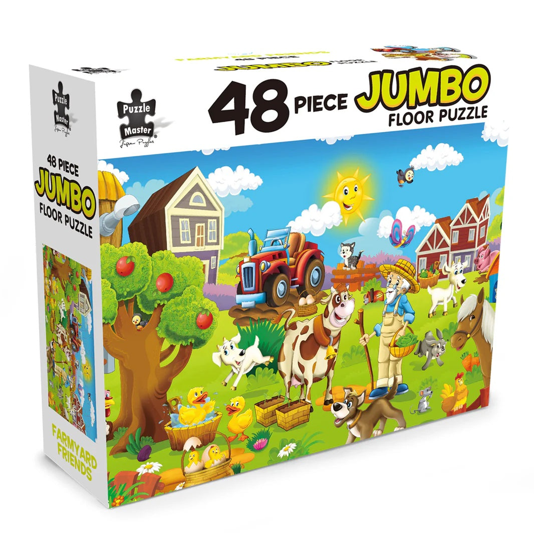48-piece jumbo floor puzzle box with farm-themed illustration on a white background