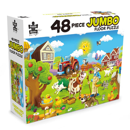 48-piece jumbo floor puzzle box with farm-themed illustration on a white background