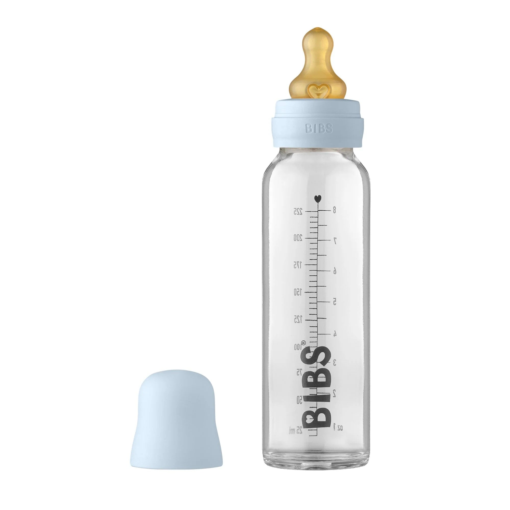 Bibs Glass Bottle Set 225ml - Baby Blue