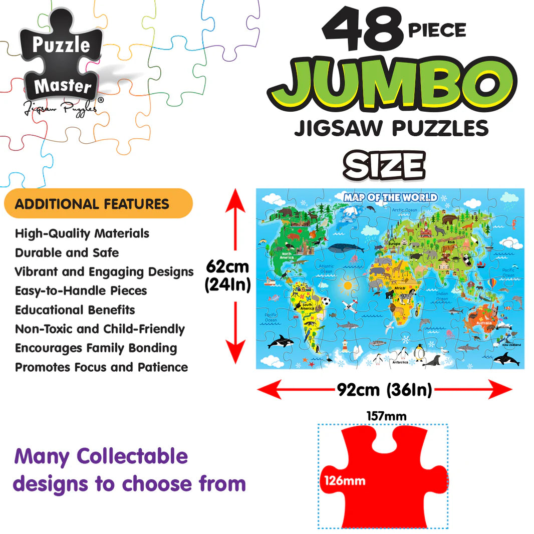 PUZZLE MASTER 48 PIECE JUMBO FLOOR PUZZLE | WORLD MAP