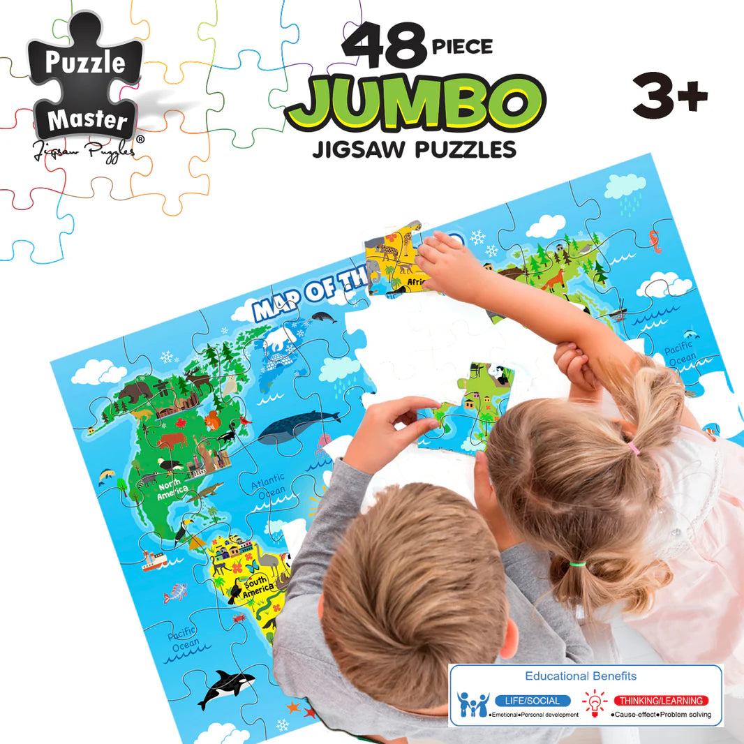 PUZZLE MASTER 48 PIECE JUMBO FLOOR PUZZLE | WORLD MAP