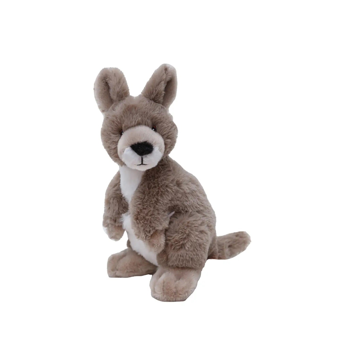 Plush toy kangaroo on a white background