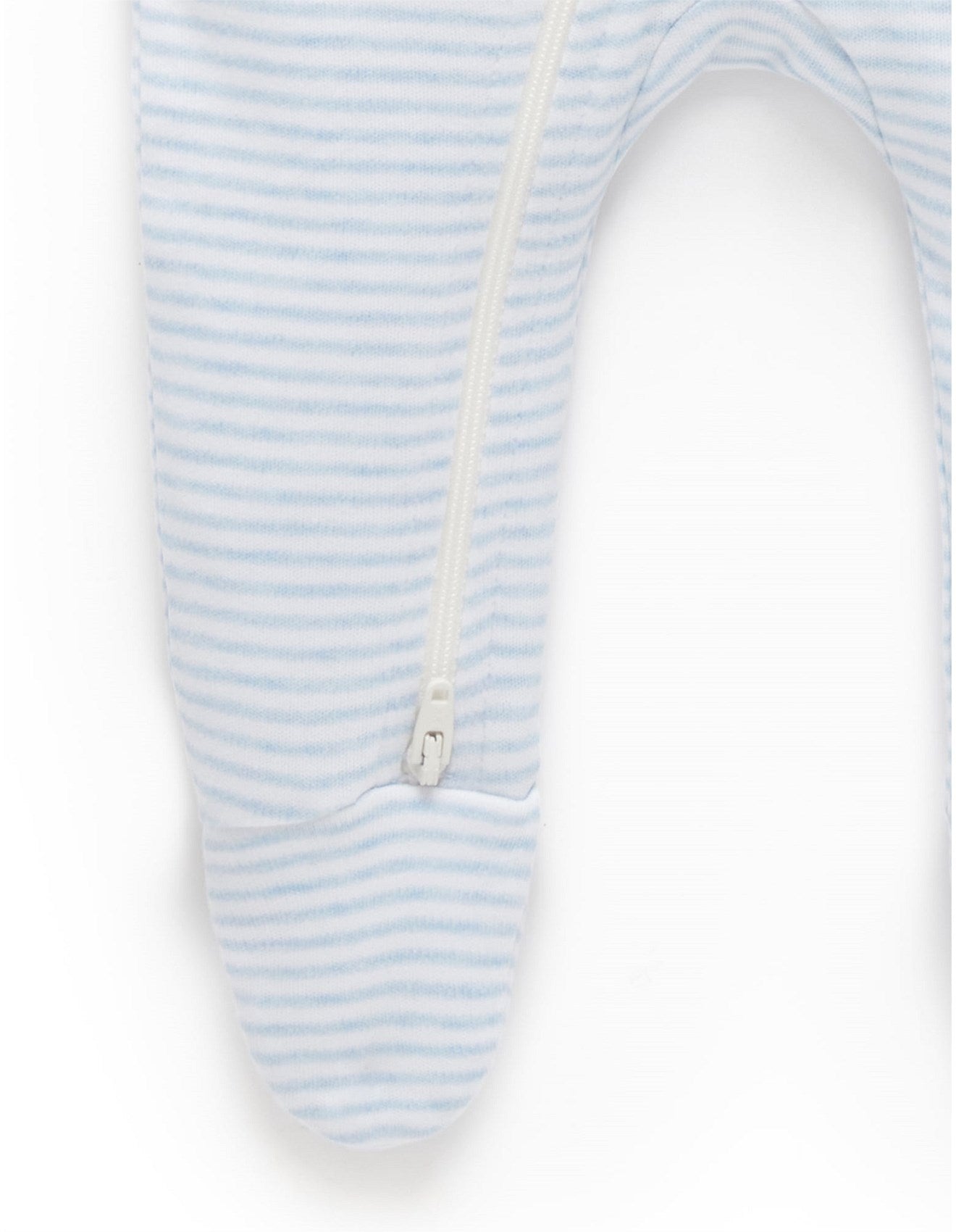 Purebaby Zip Growsuit - Pale Blue Stripe