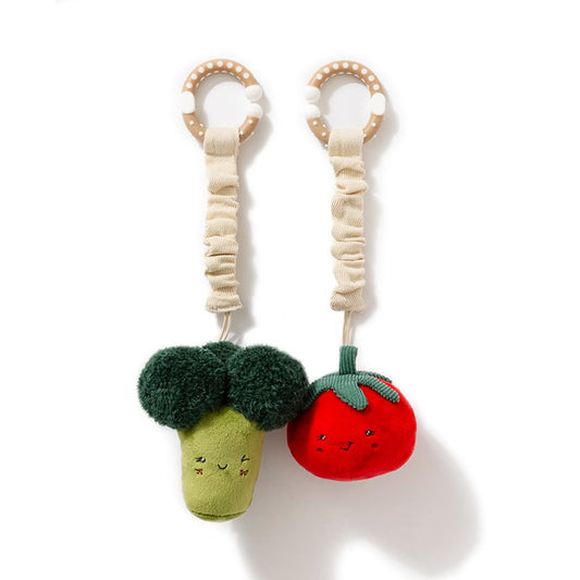 LIVING TEXTILES STROLLER TOYS 2 PACK | BROCCOLI AND TOMATO