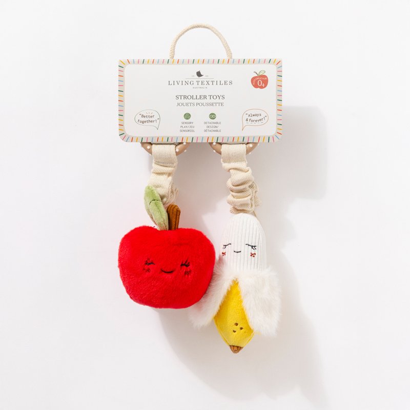 LIVING TEXTILES STROLLER TOYS 2 PACK | APPLE AND BANANA