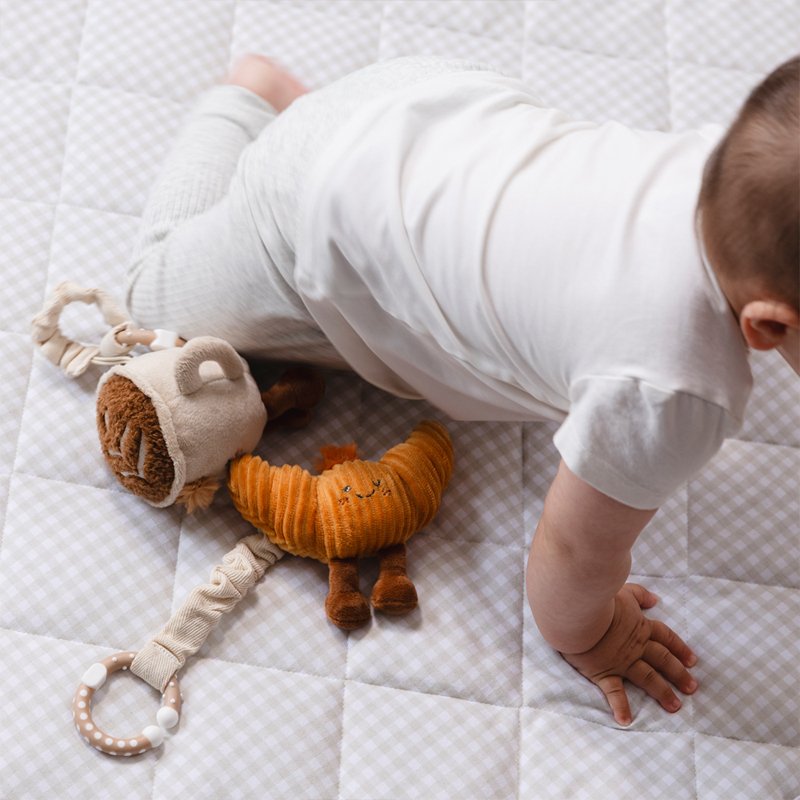 LIVING TEXTILES STROLLER TOYS 2 PACK | COFFEE AND CROISSANT