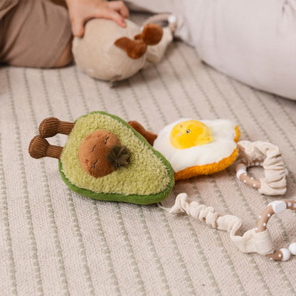 LIVING TEXTILES STROLLER TOYS 2 PACK | AVOCADO AND EGG ON TOAST