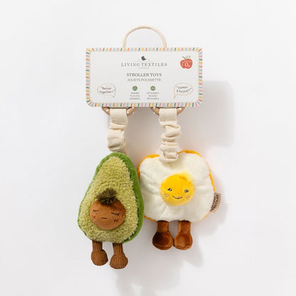 LIVING TEXTILES STROLLER TOYS 2 PACK | AVOCADO AND EGG ON TOAST