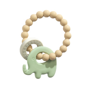 Playground Silicone Elephant Teether - Sage