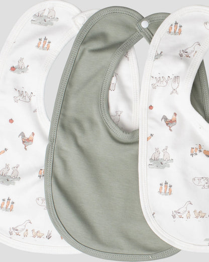 LITTLE LINEN BABY JERSEY BIB 5 PACK | FARMYARD LAMB