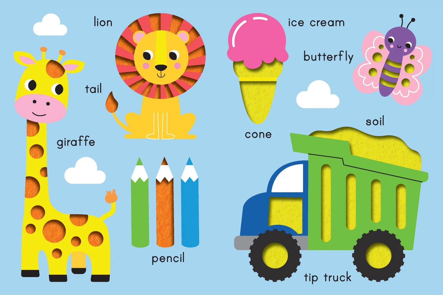 Kids Chunky Felt Tabbed Board Book - First Words