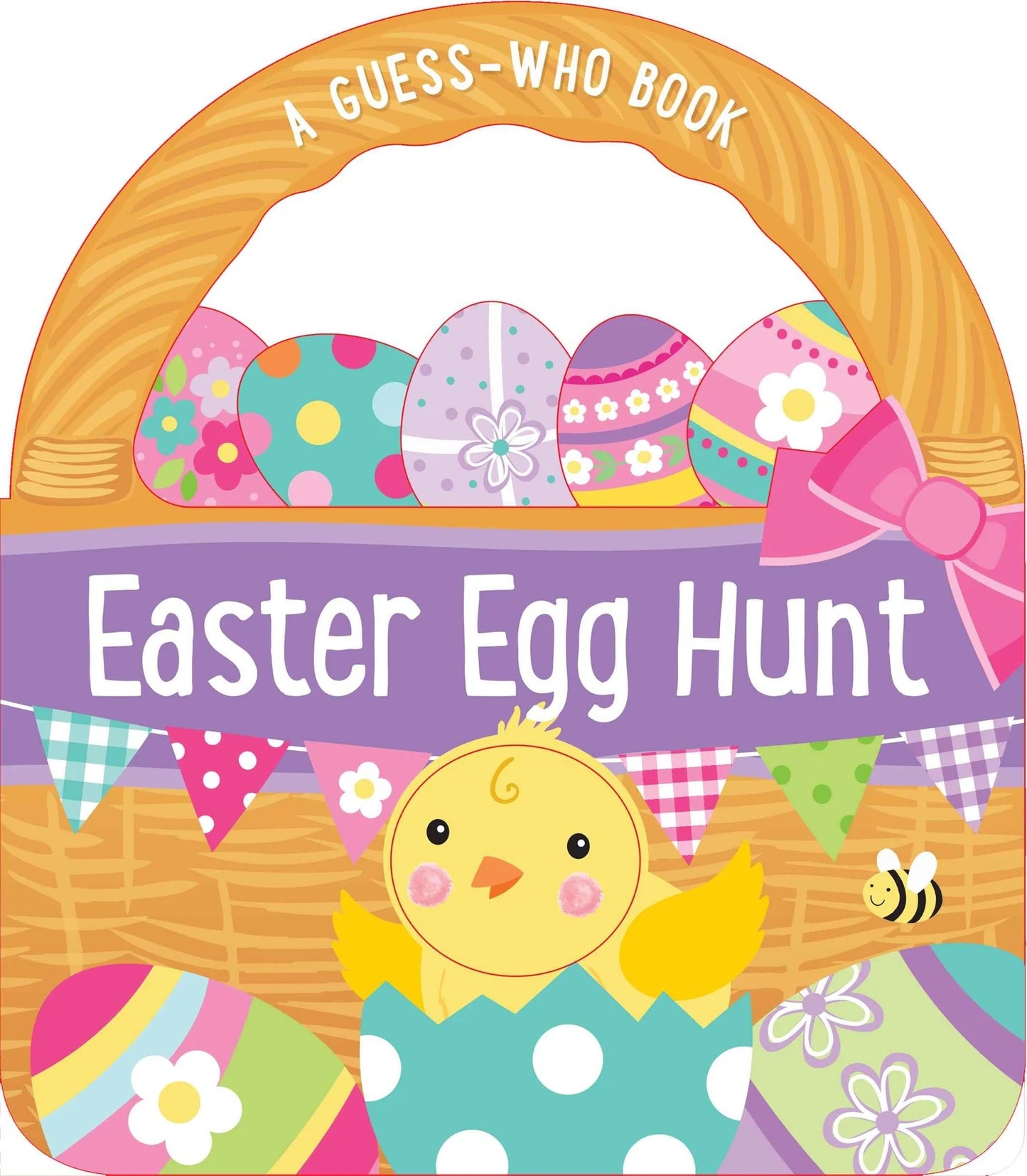 Book cover of 'Easter Egg Hunt' with a basket, eggs, and a chick on a white background
