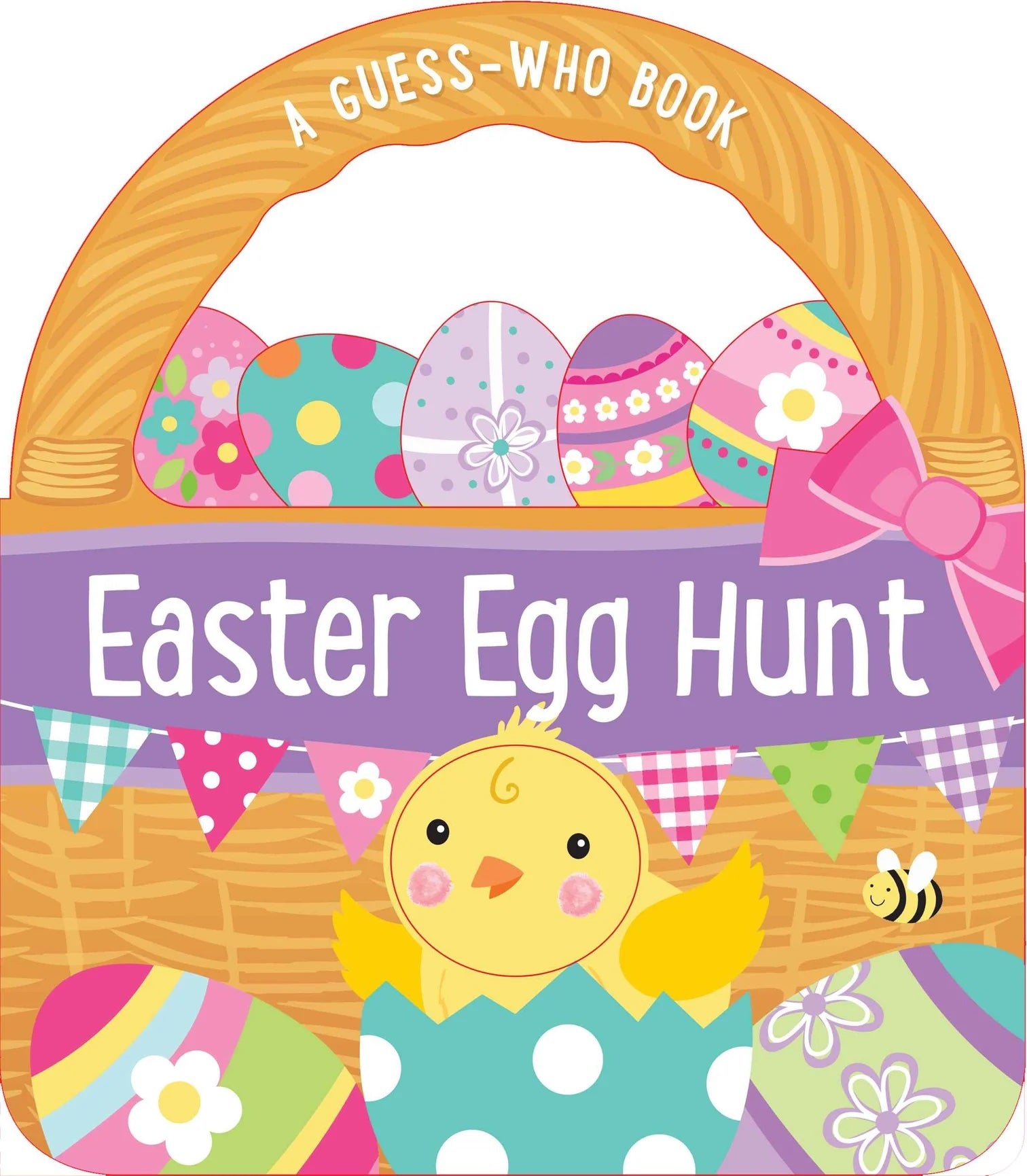 Book cover of 'Easter Egg Hunt' with a basket, eggs, and a chick on a white background