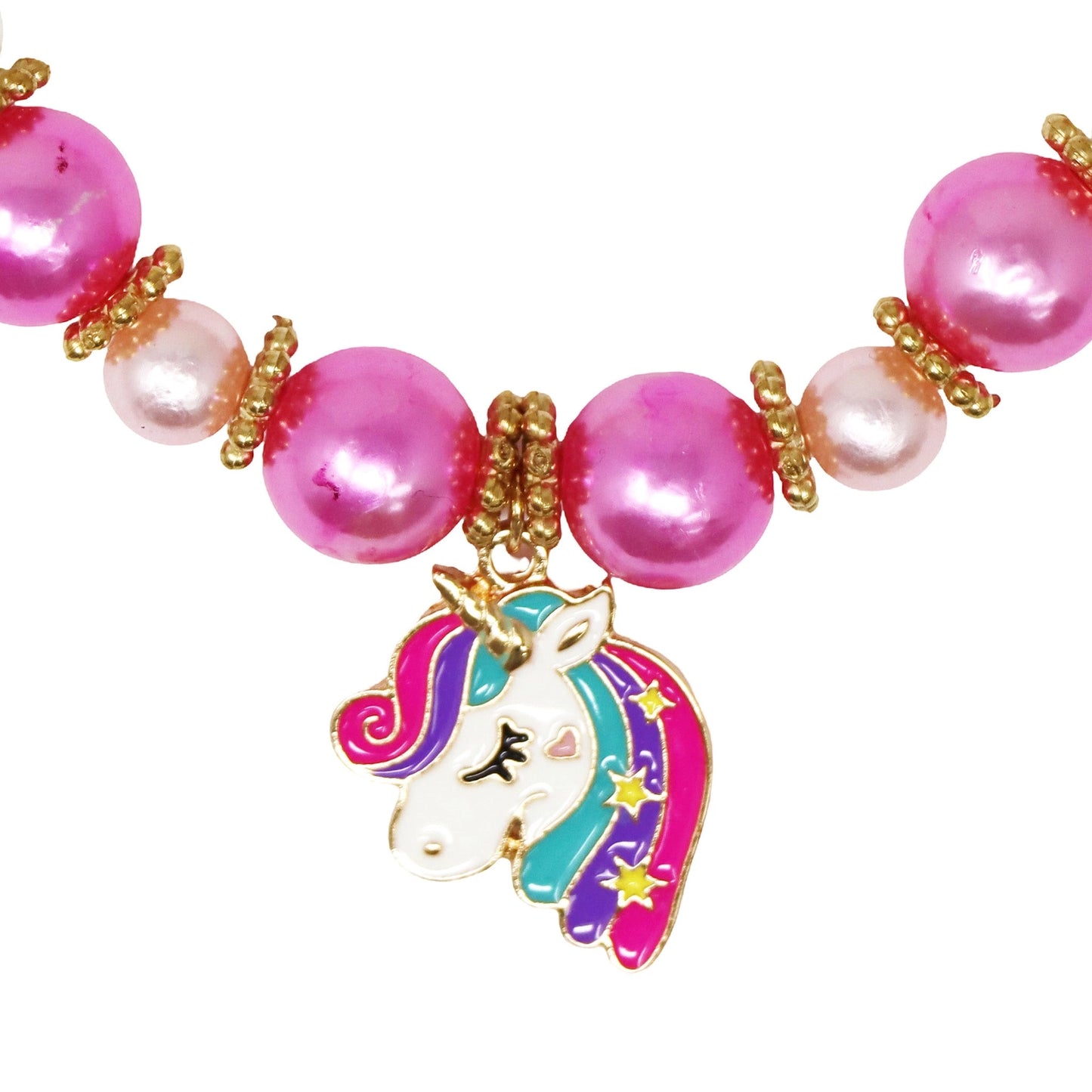 Pink Poppy Unicorn Necklace and Bracelet Set