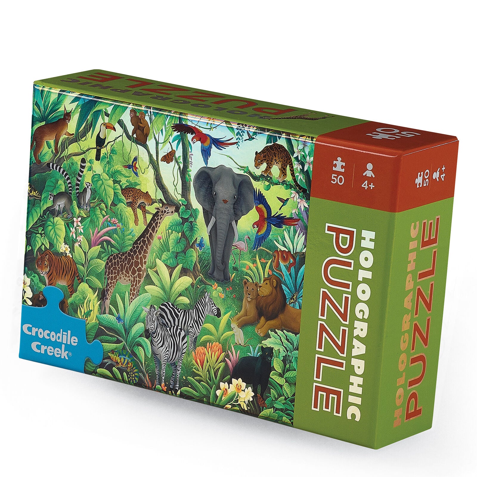 CROCODILE CREEK HOLOGRAPHIC PUZZLE 50 PIECE | JUNGLE PARADISE - Angus & Dudley Collections