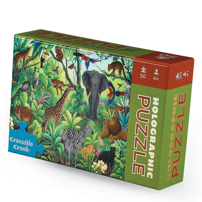 CROCODILE CREEK HOLOGRAPHIC PUZZLE 50 PIECE | JUNGLE PARADISE - Angus & Dudley Collections