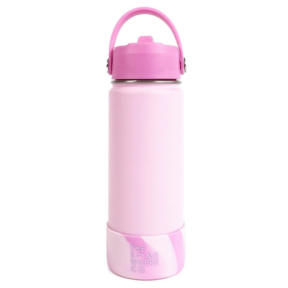 THE SOMEWHERE CO PINK SWIRL WATER BOTTLE 500ML