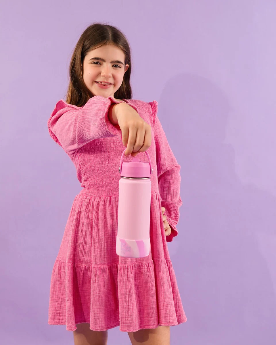 THE SOMEWHERE CO PINK SWIRL WATER BOTTLE 500ML