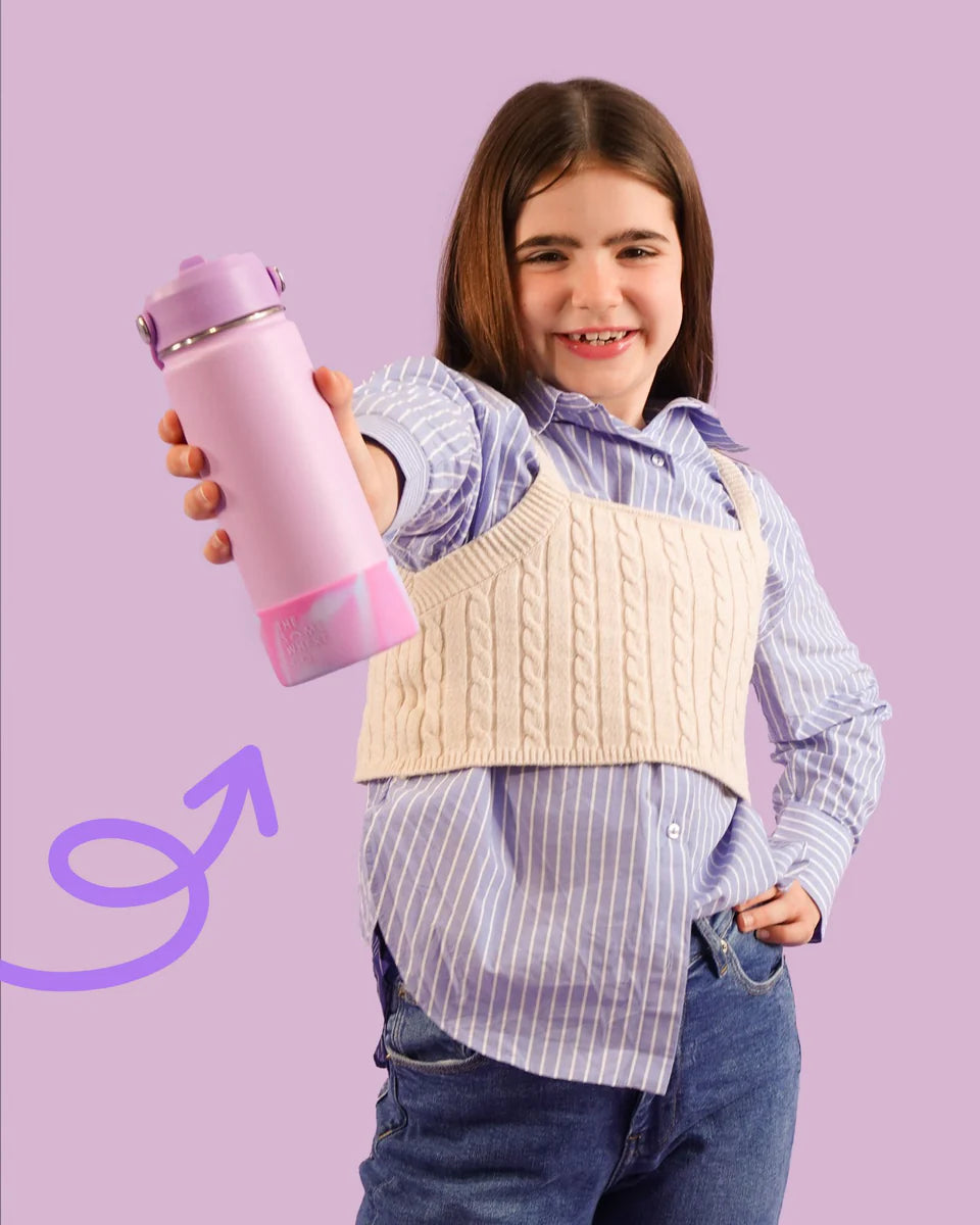 THE SOMEWHERE CO LAVENDER SWIRL WATER BOTTLE 500ML