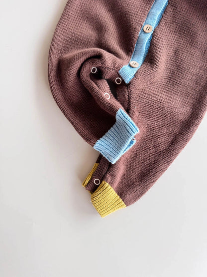 FRECKLES THE LABEL COTTON KNIT ROMPER | BROWN/BLUE/GREEN
