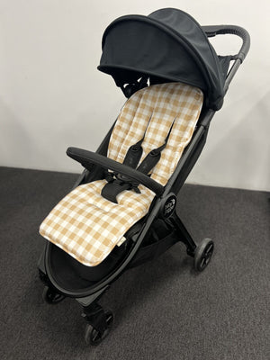 Mini and Me Reversible Pram Liner - Beige Gingham