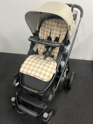 Mini and Me Reversible Pram Liner - Beige Gingham