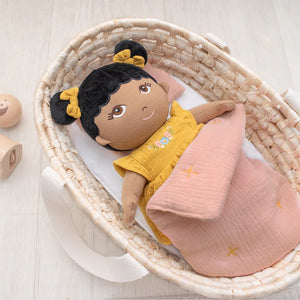 Rattan Dolls Moses Basket Set - Blush