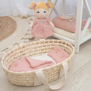 Rattan Dolls Moses Basket Set - Blush