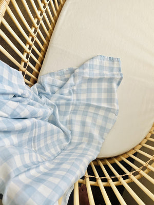 Mini and Me Bamboo Muslin Swaddle - Blue Gingham