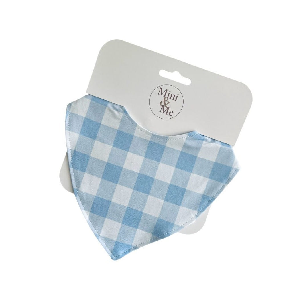 Mini and Me Waterproof Dribble Bib - Blue Gingham