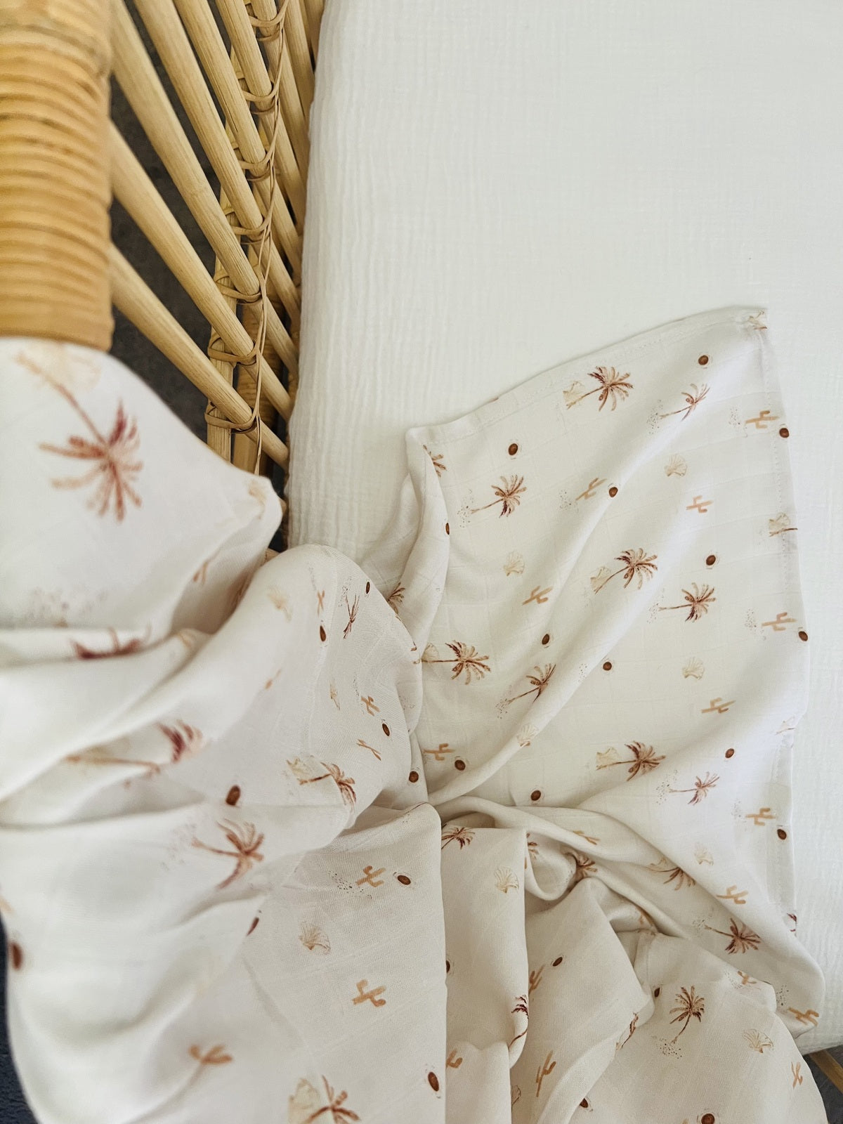 Mini and Me Bamboo Muslin Swaddle - Desert Palms