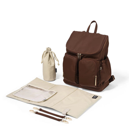 OIOI SIGNATURE NAPPY BACKPACK | NYLON CHOCOLATE