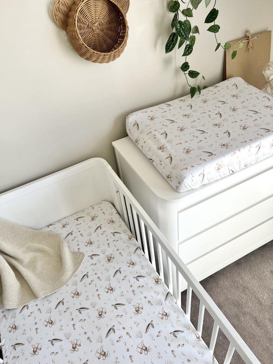 Mini and Me Fitted Cot Sheet - Oceania