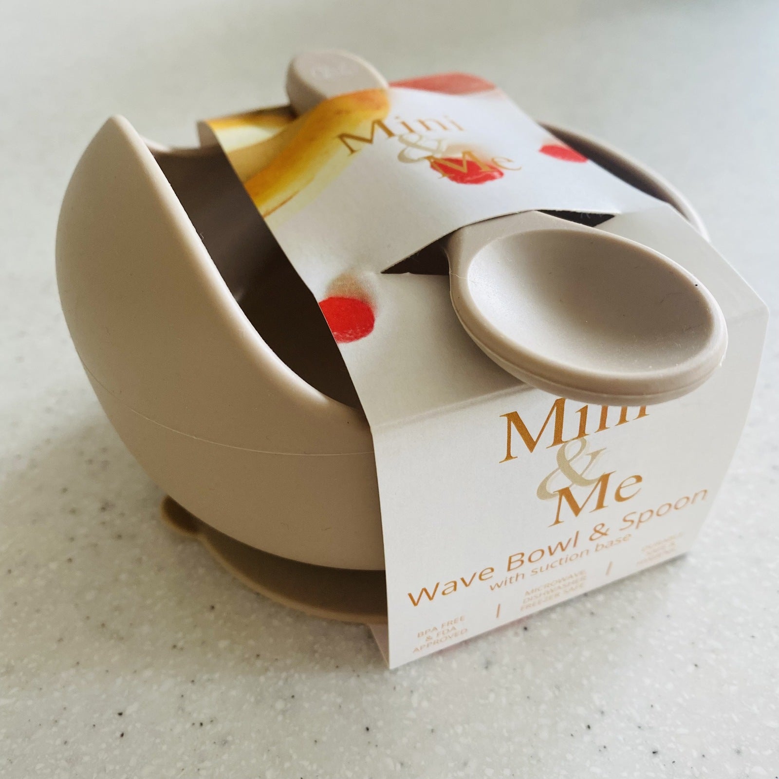 Mini and Me Wave Bowl and Spoon Set - Almond