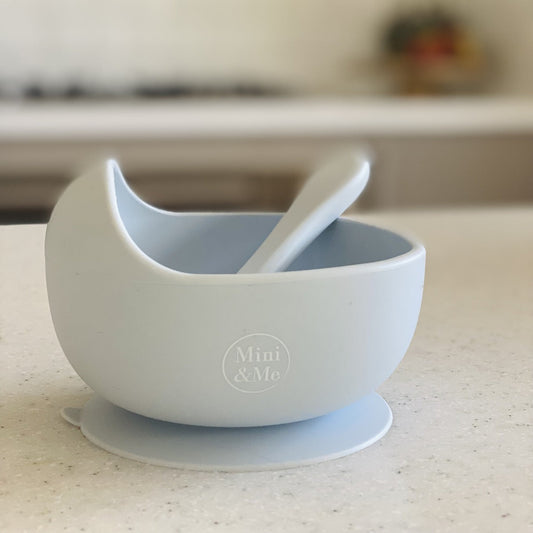 Mini and Me Wave Bowl and Spoon Set - Ice Blue