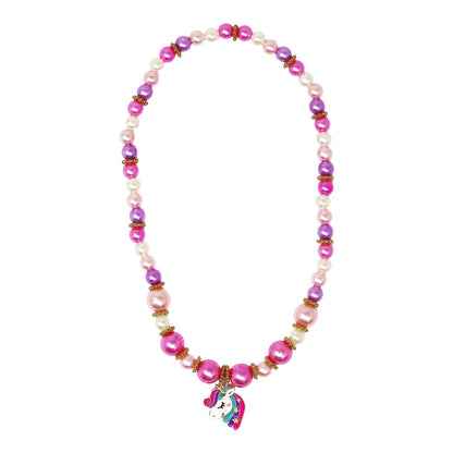 Pink Poppy Unicorn Necklace and Bracelet Set