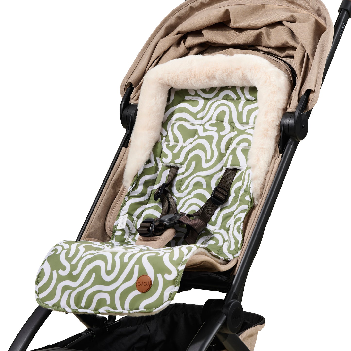 OiOi Reversible Pram Liner - Green Squiggle