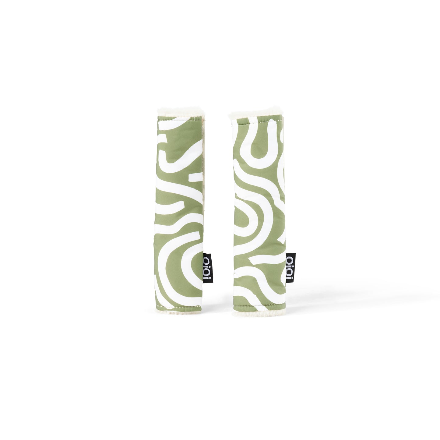 OiOi Reversible Pram Harness Cover Set - Green Squiggle/Fleece