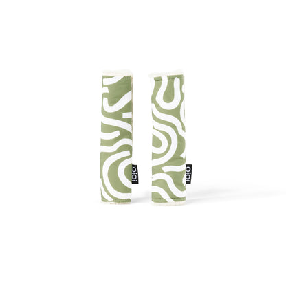 OiOi Reversible Pram Harness Cover Set - Green Squiggle/Fleece