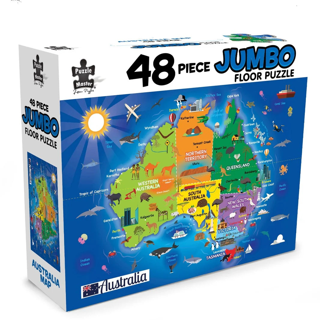 48-piece Jumbo floor puzzle box with Australia map design on a white background