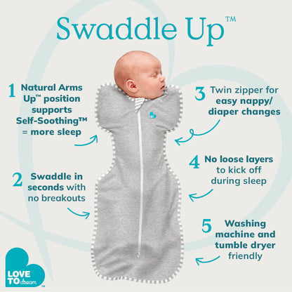 LOVE TO DREAM SWADDLE UP SLEEPING BAG 0.2 TOG | SOFT BLUE