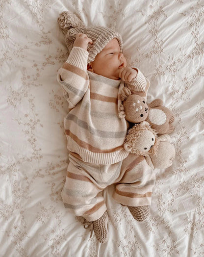 BLOSSOM AND PEAR KNIT SET | DUNE STRIPE