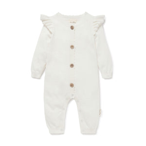 Aster and Oak Pointelle Knit Romper - Ivory