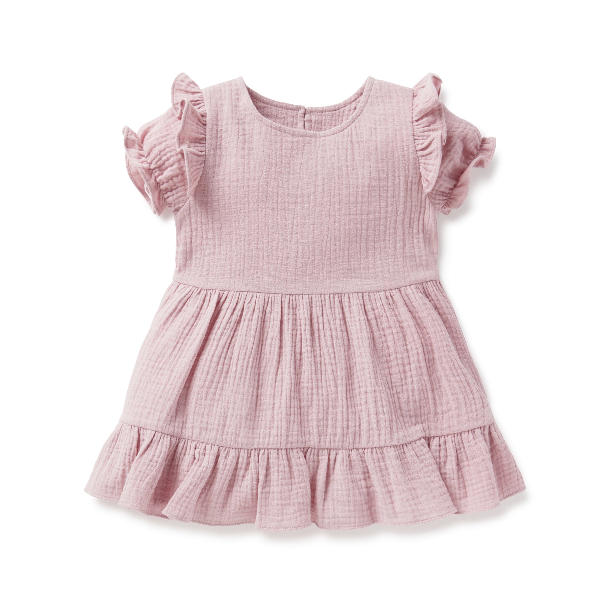 Aster and Oak Muslin Ruffle Cotton Dress - Pink